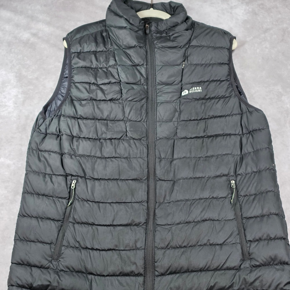 Sierra Designs Puffer Vest Mens XL Black Excellent Duck Down Insulated Quilted